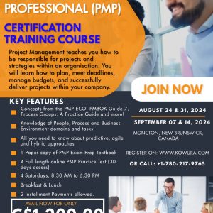 PMP Classroom Training in Moncton, NB, Canada.